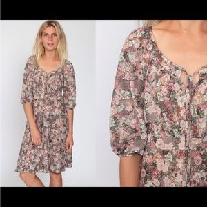 Vintage 70s Floral Boho Dress